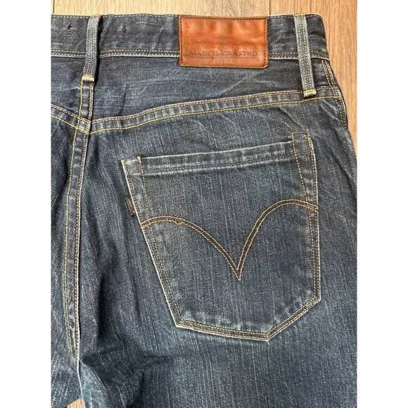 Levis Made & Crafted Mens Ruler Straight Jeans W29 Bovine Leather Patch Button F